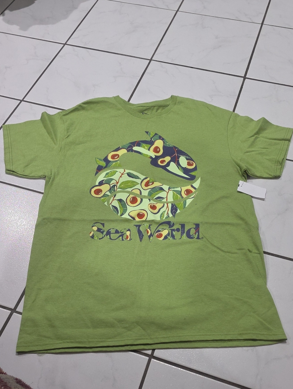 SeaWorld Men’s Short Sleeve Tee in Light Green with Avocado Graphic